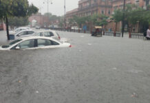 Heavy rain in 16 cities including Jaipur Jaipur. Heavy rains occurred in 16 cities including Jaipur in the state on Thursday. During this, the common people had to face