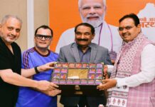 IIFA Co-Founders Andre Timmins, Viraf Sarkari, and Sabbas Joseph extend a invitation to CM Bhajanlal Sharma