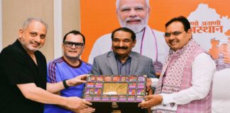 IIFA Co-Founders Andre Timmins, Viraf Sarkari, and Sabbas Joseph extend a invitation to CM Bhajanlal Sharma