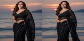 Nikita Rawal’s Black Saree Beach Look Creates Buzz